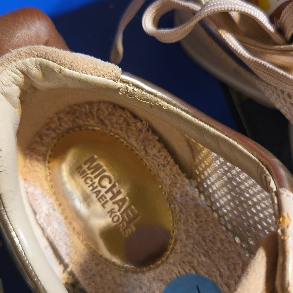 Michael Kors Women's Tan Sneakers with Gold Accents - Picture 6 of 6
